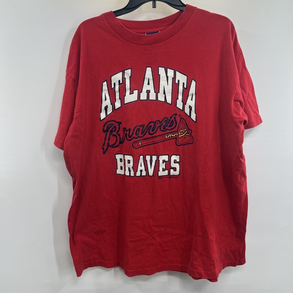 Vintage Atlanta Braves Shirt Mens XL Red MLB Baseball Tomahawk Chop Tee 90s EUC